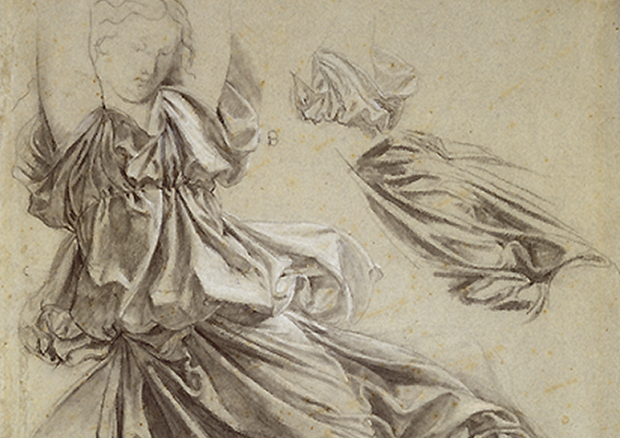 Jean-Auguste-Dominique Ingres 
Gewandstudien zum linken oberen Engel des Gemäldes 