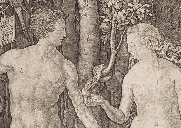 Albrecht Dürer: Adam und Eva, 1504, Kupferstich, 25,3 x 19,4 cm. - 