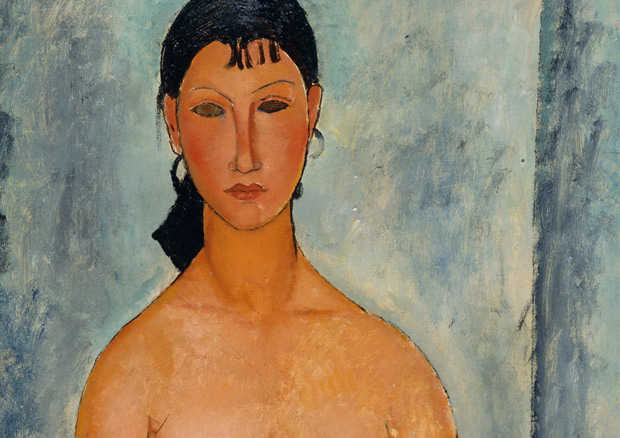 Amedeo Modigliani: Weiblicher Akt, stehend (Elvira), 1918, Öl auf Leinwand, 92 x 60 cm, Kunstmuseum Bern, Schenkung Walter und Gertrud Hadorn, Bern. - 