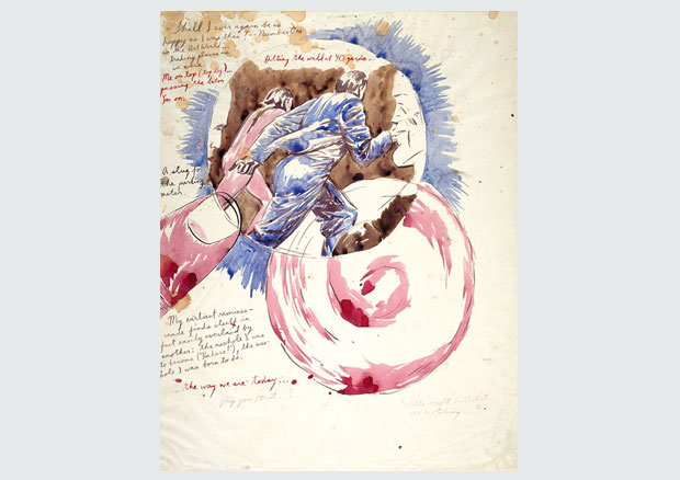 Raymond Pettibon, ohne Titel (Shall I ever), 1992. Tusche auf Papier, 55,5 x 43,0 cm. Kunstmuseum Bern, Stiftung Kunsthalle Bern - © Der Künstler