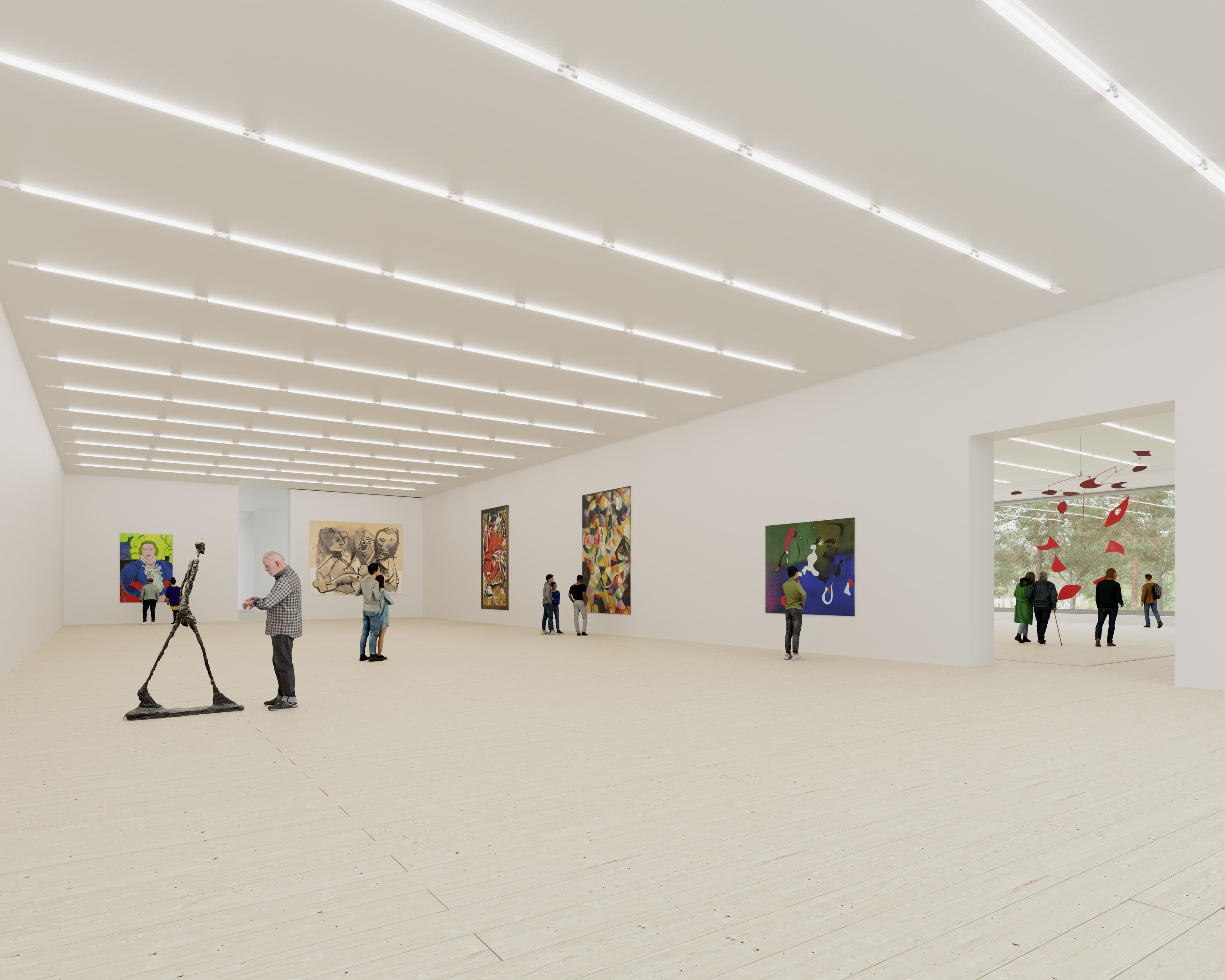 Rendering Siegerprojekt «Eiger», Ausstellungsraum im Untergeschoss