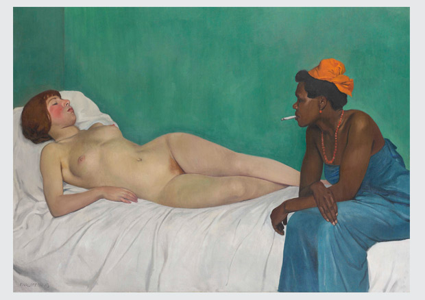 Félix-Edouard Vallotton, La Blanche et la Noire, 1913. Oel auf Leinwand, 114 x 147 cm, Kunstmuseum Bern
 - © Hahnloser/Jaeggli Stiftung