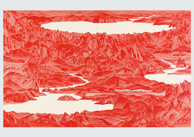 Sea Hyun Lee, Between Red 33, 2007 (Ausschnitt), Öl auf Leinwand, 2 Tafeln à 250 x 200 cm zusammen 250 x 400 cm Sammlung Sigg - © © the artist